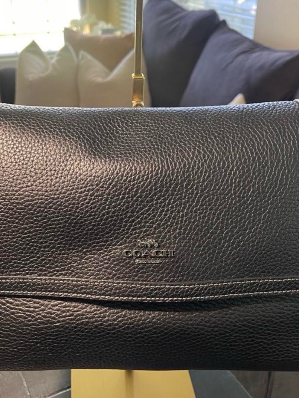 Coach Black Pebbled Leather Shoulder Bag with Gold Hardware
